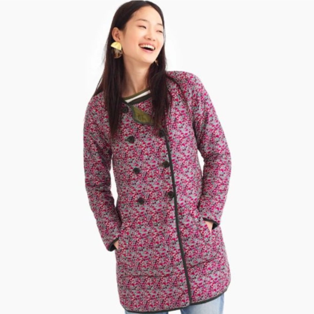 Like New J. Crew Reversible Puffer Jacket In Liberty Floral XS